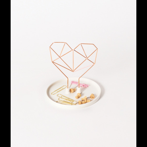 IMM Living Jewelry Holder Wire Heart Ceramic Copper Metal - Picture 1 of 1